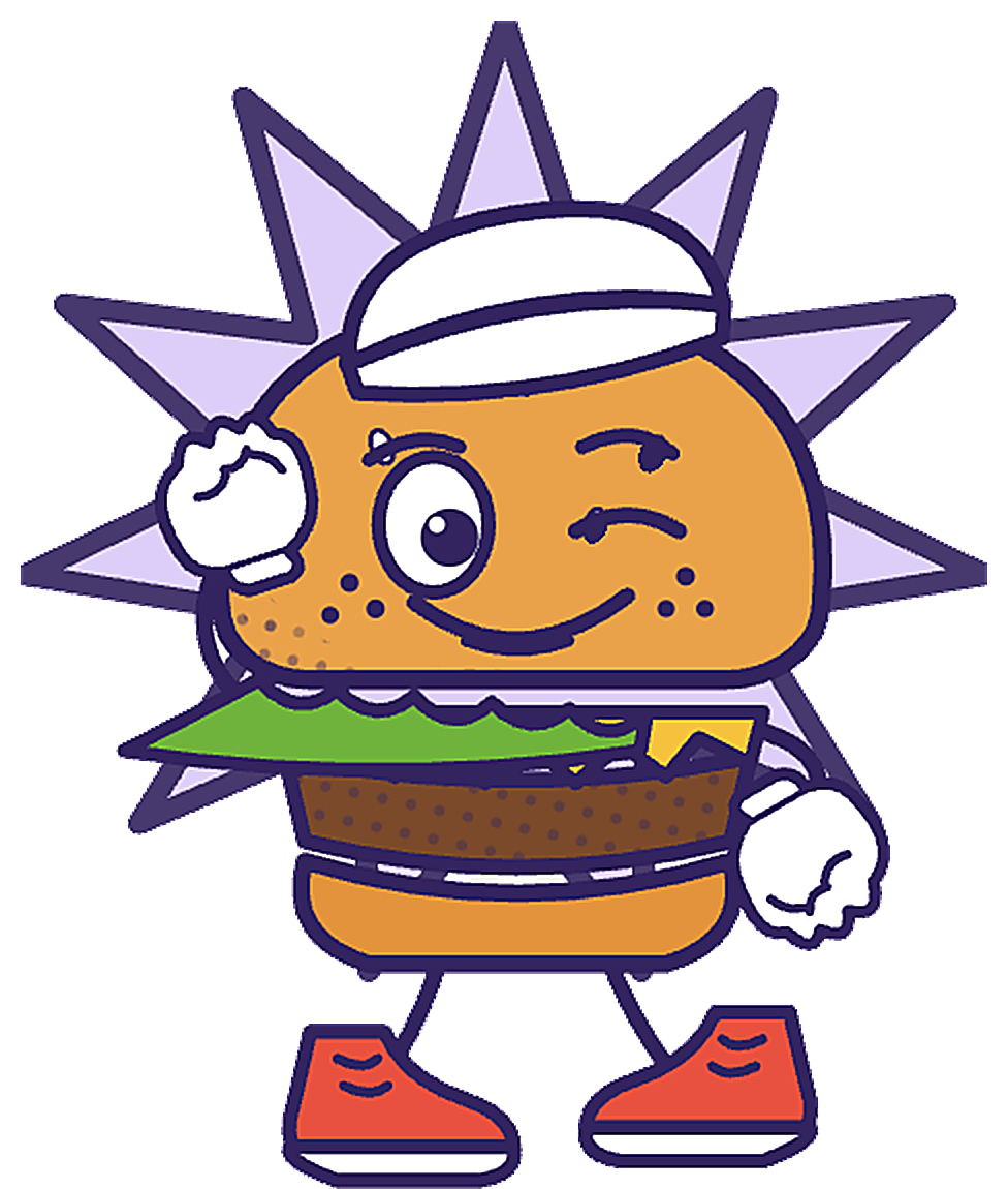 The Ehh! Smashed burger mascot